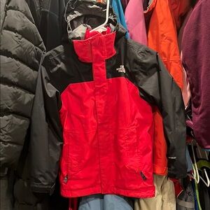 Kids The North Face Red and Black Jacket two in one ski jacket